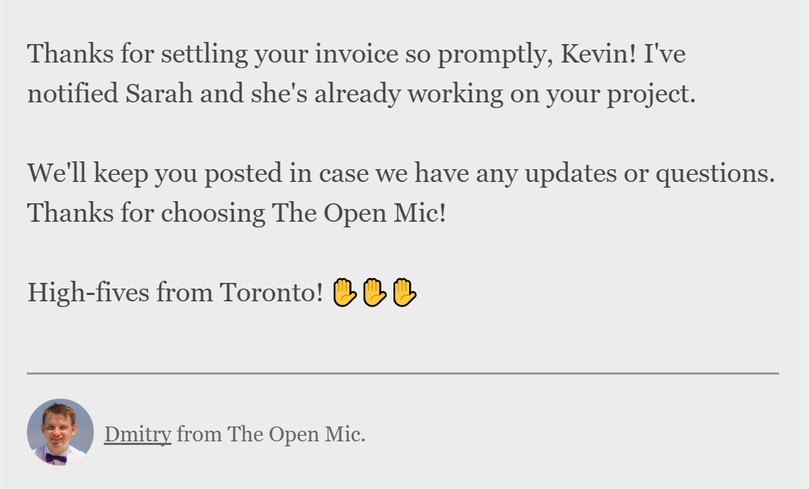 Thanks for settling your invoice. Find translators on The Open Mic (theopenmic.co)